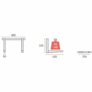 Maatvoering Wandbeugel Rodigas MS230 800x375x420 140 Kg