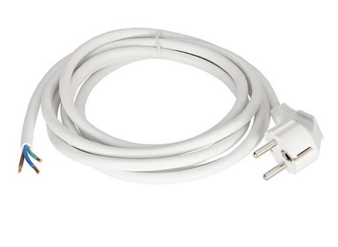 Netsnoer 3m stekker wit geaard HO5VV-F 3G1.5mm2